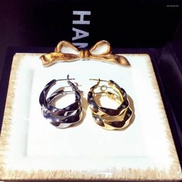 Boucles d'oreilles créoles JUWANG avancé minimaliste accessoires de fête de luxe pour les femmes exquis polyvalent Lrregular géométrique Glod