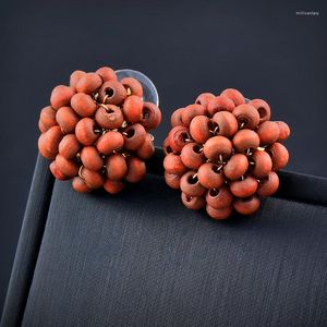 Boucles d'oreilles créoles KIOOZOL Vintage noir marron bois pour femmes rétro rond cercle bijoux accessoires 348 KO1