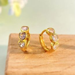 Boucles d'oreilles cerceaux KNB Real 925 Sterling Silver Zircon Love Heart for Women Gold Color Small Huggie Earge Brongle Fine Bijoux