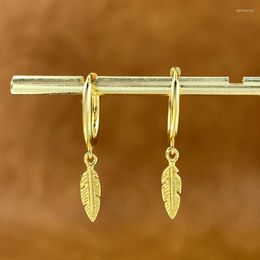 Boucles d'oreilles cerceaux KNB REAL 925 SERVICE STERLING Long Feather for Women Original et Funny Party High Quality Fine Jewelry