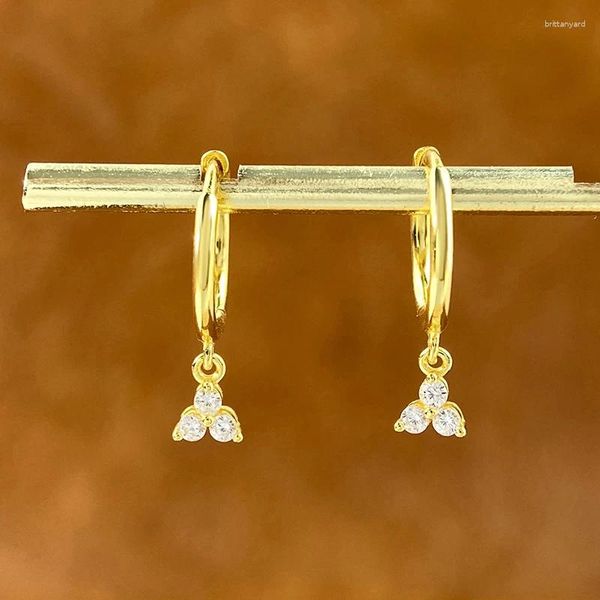 Boucles d'oreilles cerceaux KNB REAL 925 TRIANGE DE ZIRCON ROUNDE STANT STANT