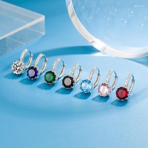 Boucles d'oreilles créoles KOFSAC beau cristal multicolore géométrique rond femmes luxe brillant 925 en argent Sterling boucle d'oreille bijoux de fête