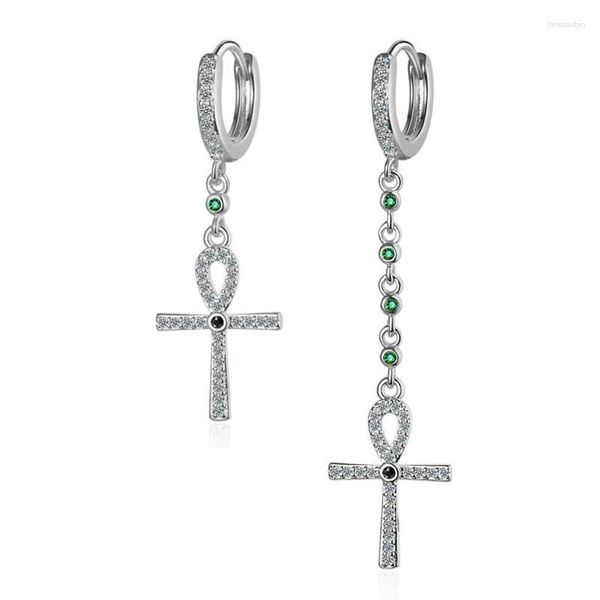 Boucles d'oreilles créoles KOFSAC exquise asymétrie pleine Zircon croix pour femmes bijoux en argent Sterling 925 boucle d'oreille dame accessoires de fête