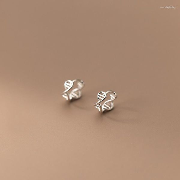 Pendientes de aro KOFSAC círculos geométricos giros temperamento hueco diseño creatividad 925 plata doble ADN botón de oreja