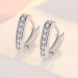 Boucles d'oreilles créoles KOFSCA Simple en forme de V mode coréenne simple rangée Zircon boucle d'oreille 925 argent Sterling triangulaire géométrique bijoux