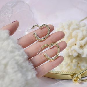 Hoop oorbellen Korea Design mode sieraden zoete liefde 14k echte goudplaten elegante parelversiering vrouwen
