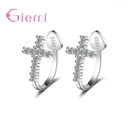 Pendientes de aro Corea Style Cross 925 Sterling Silver Luxury encantador Diseño de clip de orejas Fashion Women Weddal Wedding Engagement
