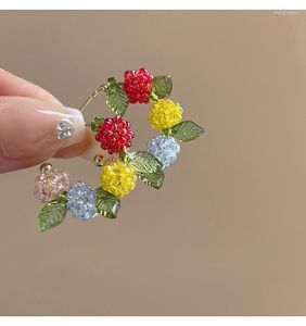 Boucles d'oreilles créoles coréennes 2023 fruit de feuille douce pour les femmes mignon printemps été coloré Pendientes Brincos