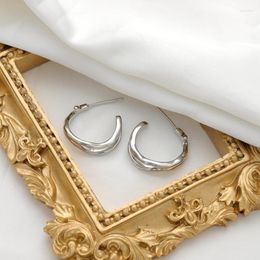 Boucles d'oreilles créoles coréenne classique mode 925 argent aiguille ronde bijoux tempérament portant cercle boucle d'oreille femme
