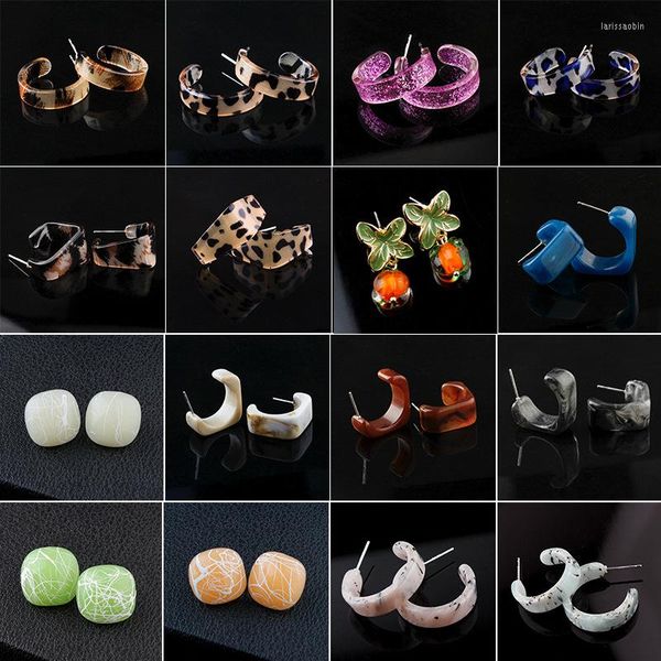 Boucles d'oreilles cerceau mode coréenne couleur bonbon résine acrylique motif femmes géométrique cercle boucle d'oreille déclaration bijoux accessoires