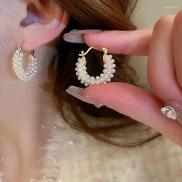 Boucles d'oreilles créoles mode coréenne géométrique en forme de U pour femmes, bijoux de fête de tempérament élégant