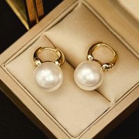 Boucles d'oreilles cerceaux coréens vintage grandes perles pour femmes