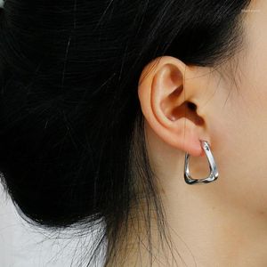 Boucles d'oreilles créoles coréennes en métal géométrique carré torsadé pour femmes, Punk mode minimaliste, bijoux cadeaux