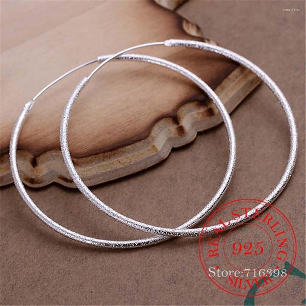 Boucles d'oreilles cerceau coréen gommage rond sable cercle grand pour les femmes 2023 925 argent boucle d'oreille marque européenne bijoux fins livraison directe