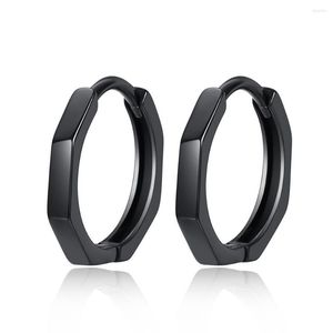 Boucles d'oreilles créoles coréen Simple noir Huggie hexagone couleur argent pour femmes hommes unisexe breloques à la mode Designer bijoux de luxe