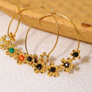 Grandes boucles d'oreilles pendantes en acier inoxydable pour femmes, ensembles de bijoux plaqués or, cadeau d'année, Style coréen