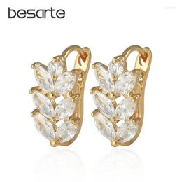 Boucles d'oreilles cerceaux Leaf Cristal Gold pour femmes BRINCOS OURO BIJOUX CUFF BORDS OEURS BIJOUTERIE ARETES MUJER BIELLISSE DE FOCHIE CORÉAN E0411