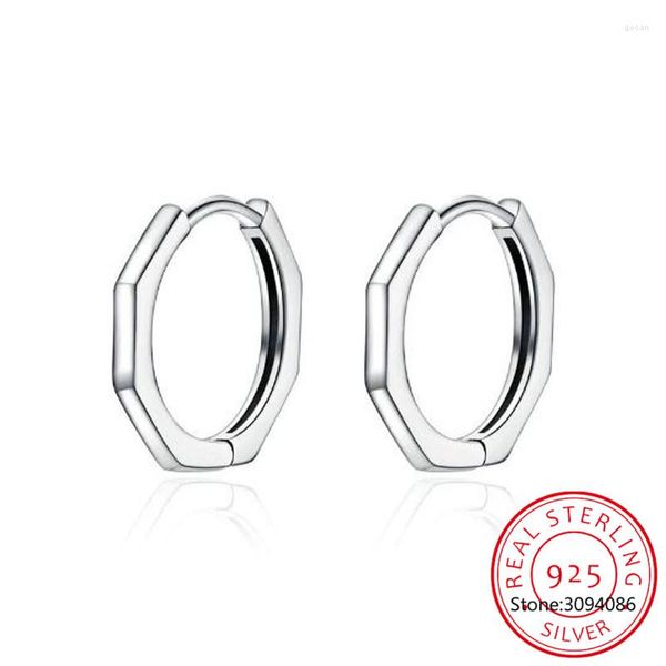 Boucles d'oreilles créoles LEKANI minimaliste géométrique pour femmes authentique 925 en argent Sterling petits cerceaux d'oreille simples bijoux fins SCE622