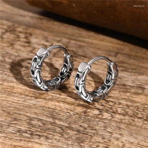 Boucles d'oreilles LETAPI Rock Punk chaîne byzantine pour hommes couleur argent Vintage acier inoxydable Huggies cadeau bijoux cadeaux