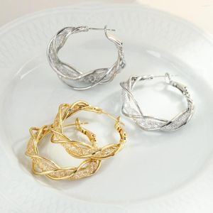 Hoop oorbellen LifeFontier Classic Twist Crystal Geometric For Women 2023 Gold Silver Color Statement Earring Wedding Sieraden
