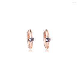 Pendientes de aro azul claro solitario Huggie para mujer Plata de Ley 925 auténtica joyería femenina regalo de fiesta Brincos