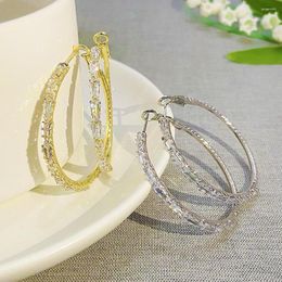 Hoepel oorbellen licht luxe zirkoon mousserende strass big elegante kristal ronde cirkel bruiloft prom sieraden brincos