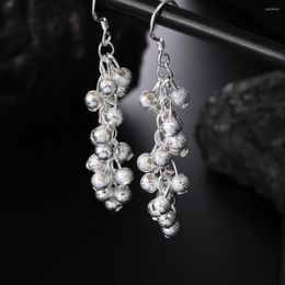 Hoop oorbellen linjing sieraden 925 Sterling Silver Earring Fashion Woman Frosted druiven kralen Drop Gifts