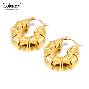 Pendientes de aro Lokaer Moda 18K Chapado en oro Acero inoxidable Joyería de fiesta personalizada 30 mm Huggie impermeable para mujeres E23211