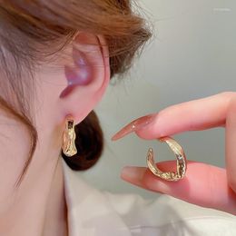Boucles d'oreilles créoles Lovelink rétro métal Style feuille irrégulière ronde pour les femmes or argent couleur cercle accessoire quotidien