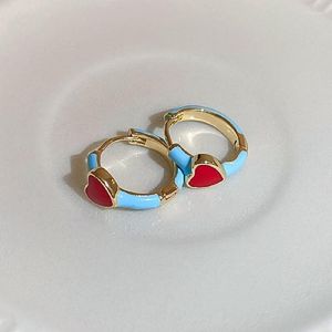 Hoop oorbellen Lovelink Simple Design Gold Color Hollow Heart For Women Mode kleurrijk acryl metaalmeisjes accessoire