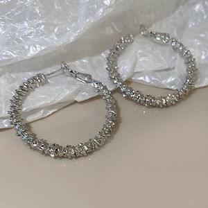 Boucles d'oreilles créoles Lovelink Vintage grand argent couleur géométrique femmes creux métal rond ensemble filles fête bijoux fins