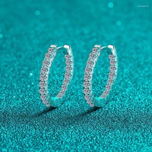 Boucles d'oreilles cerceaux luxe 0.9ct Full Moissanite pour femmes mariage classique Fine bijoux platine PT950 GRA cadeau