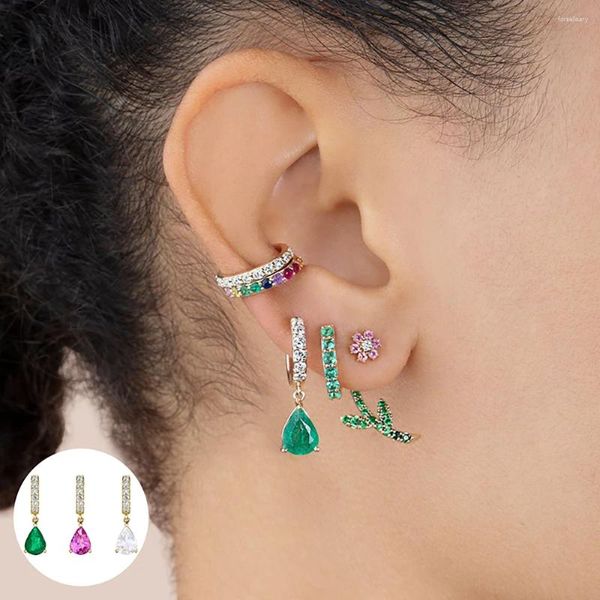 Boucles d'oreilles de luxe en Zircon CZ pour femmes, petites boucles d'oreilles en acier inoxydable, Piercing goutte d'eau, mode coréenne, accessoires de bijoux