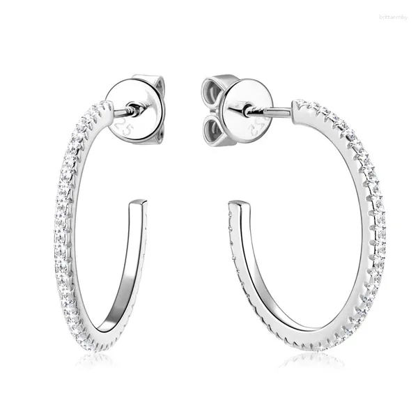 Boucles d'oreilles créoles de luxe en Moissanite pour femmes, boucles d'oreilles de fête en argent Sterling S925 plaqué or blanc 18 carats et diamants