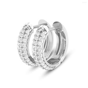 Boucles d'oreilles cerceau de luxe rond brillant Moissanite diamant pour les femmes 925 en argent Sterling tendance bijoux cadeau de mariage filles NW