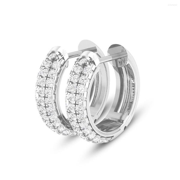 Pendientes de aro de lujo redondo brillante Moissanite diamante para mujeres 925 plata esterlina tendencia joyería regalo de boda niñas NW