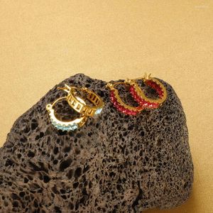 Boucles d'oreilles créoles de luxe en acier inoxydable zircon cubique Huggie couleur or coloré brillant CZ pour les femmes bijoux de mode