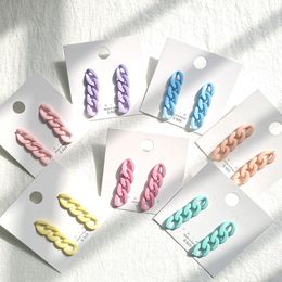 Boucles d'oreilles créoles Makersland pour femmes acrylique Simple chaîne couleur bonbon géométrique longue boucle d'oreille à la mode couleur gland