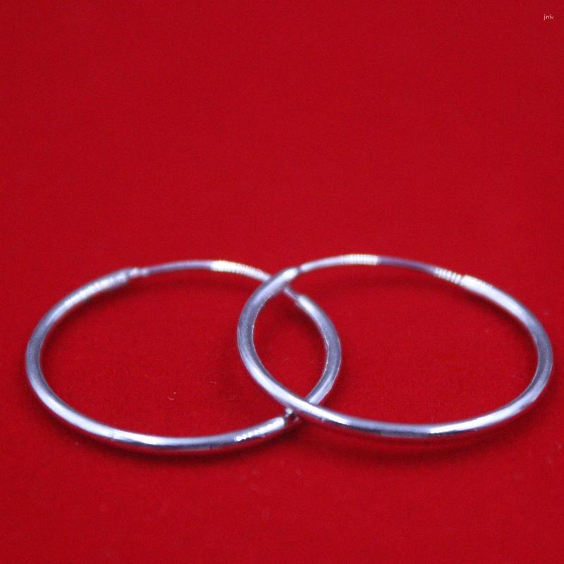 Hoop Earrings Marked Pt950 Real Platinum 950 For Women Big Polish Surface 25mm Outer Diameter /2.7-2.8g