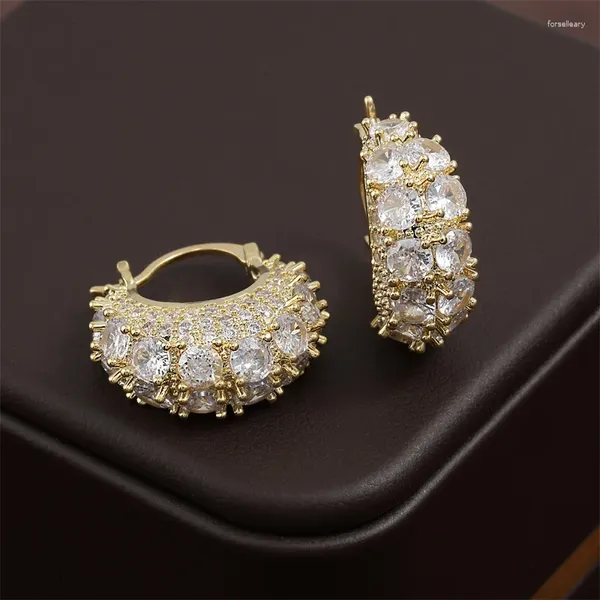 Boucles d'oreilles créoles MASA rétro en Zircon micropavé pour femmes, bijoux de luxe légers, Super brillants, polyvalents, bijoux de Banquet