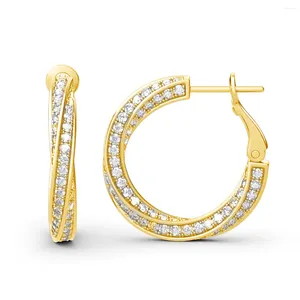 Boucles d'oreilles créoles en argent 925 pour femmes, créoles massives, Total de 7,5 ct, Moissanite, bijoux de luxe, tendance, de styliste, passe Test de diamant