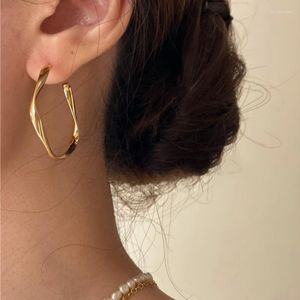 Boucles d'oreilles créoles MEETSOFT en argent Sterling 925, géométrie exagérée, ronde irrégulière, grande boucle d'oreille pour femmes, bijoux Punk goutte