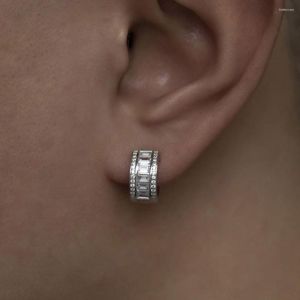 Boucles d'oreilles créoles hommes femmes glacé Bling 5A zircon cubique pavé petit rond CZ Huggie boucle d'oreille pour amoureux Couple bijoux