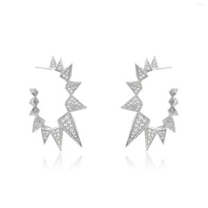 Hoop Oorbellen Micro Verharde CZ Big Circle Uniek ontwerp Spikes Rivet Hoops Earring voor vrouwen