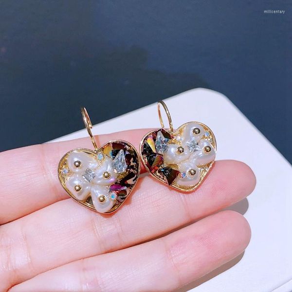 Boucles d'oreilles créoles MIGGA cristal autrichien perle grand coeur pour femmes luxe Design Original cadeau bijoux