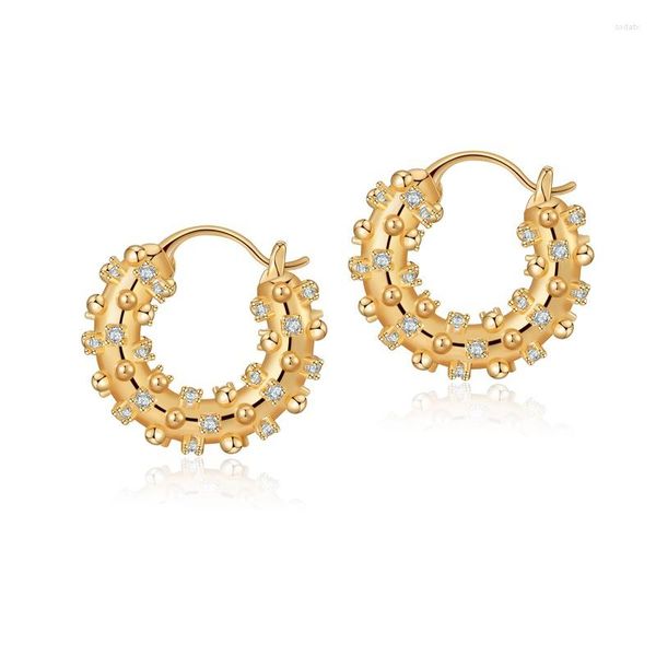 Boucles d'oreilles créoles Minar Design Unique brillant CZ cubique zircone gros cercle pour les femmes en gros 18K véritable boucle d'oreille en laiton plaqué or