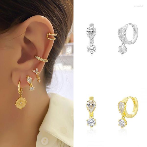 Boucles d'oreilles créoles Mini géométrie cristal pour femmes couleur or OL Style mode Koea boucle d'oreille Piercing bijoux KCE223