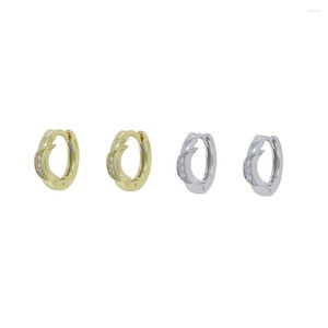 Pendientes de aro mínimo delicado 925 plata esterlina pequeña luna luna mini lindos aros para mujeres color oro dorado delemento Cz Huggie Parring