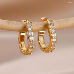 Boucles d'oreilles créoles minimalistes CZ pour femmes 2023 tendance acier inoxydable Design bijoux esthétiques Aretes