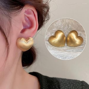 Boucles d'oreilles créoles minimaliste couleur or ronde pour les femmes à la mode géométrique brossé déclaration métal fête mode bijoux cadeau